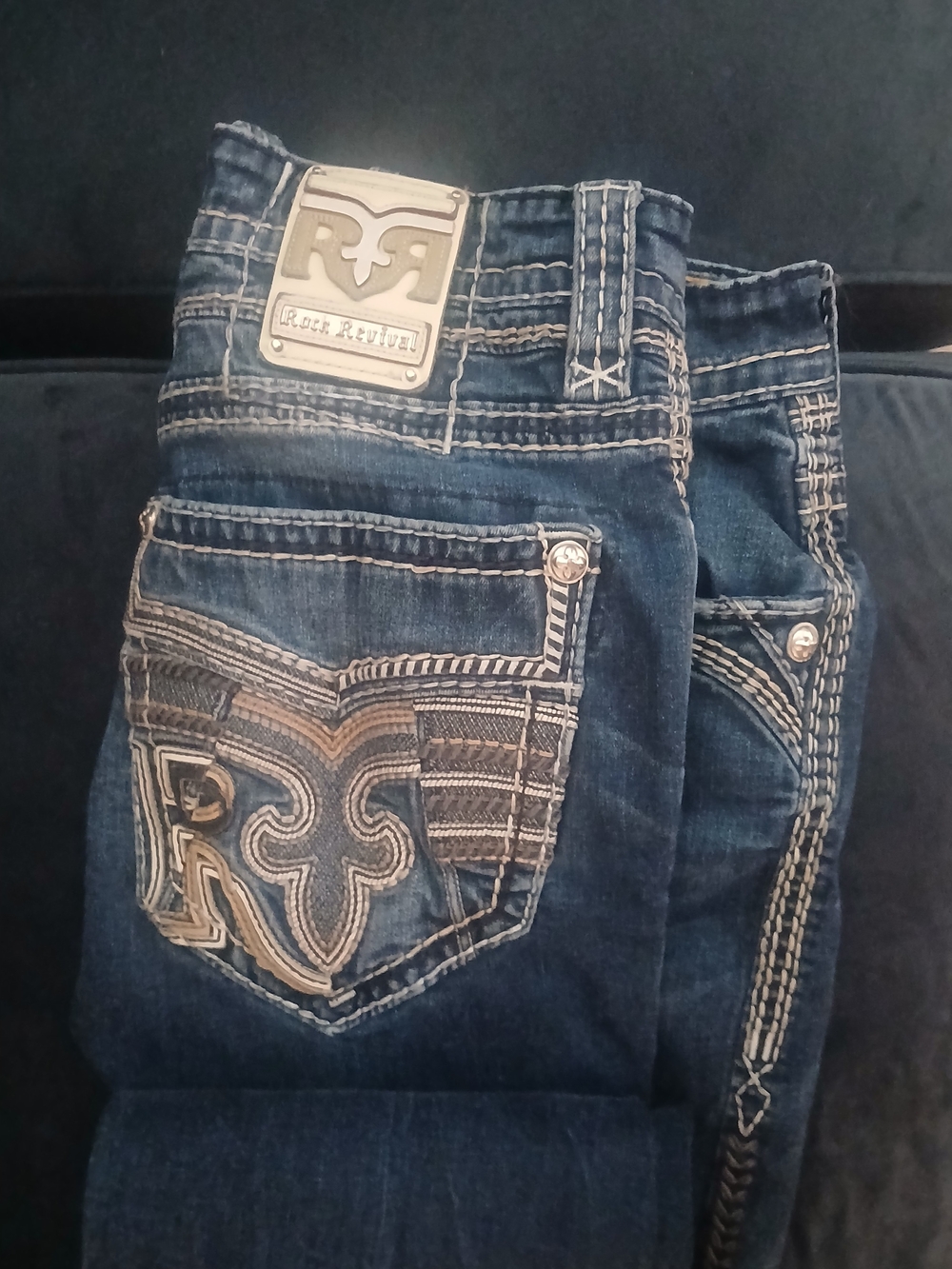 Rock Revival Dark Blue And Cream